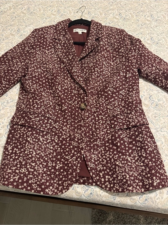 Free People Jackets & Blazers - Free People Burgundy Floral Single-Button Blazer